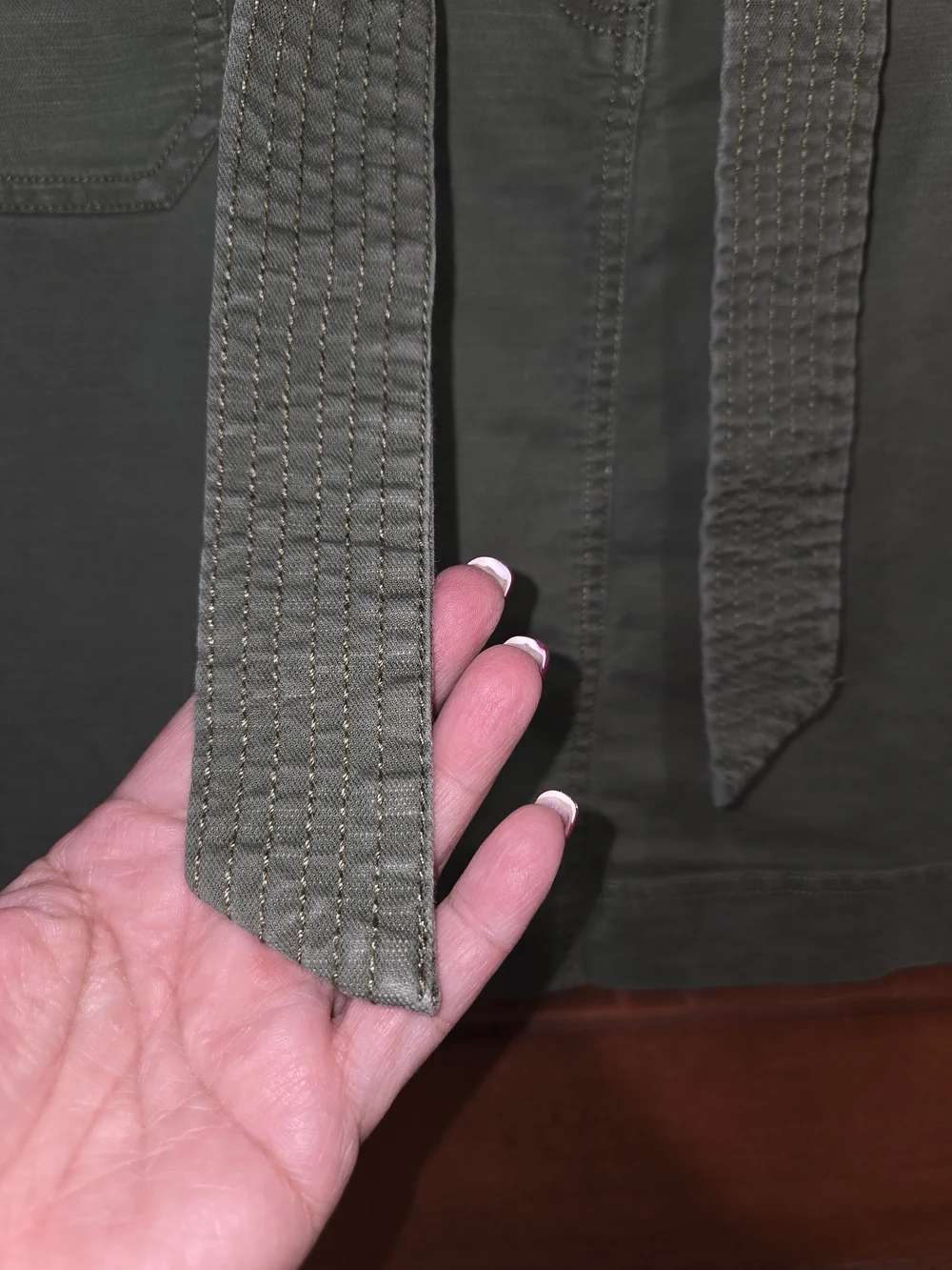 Talbots Olive Green Cotton Belted Mini Skirt‎